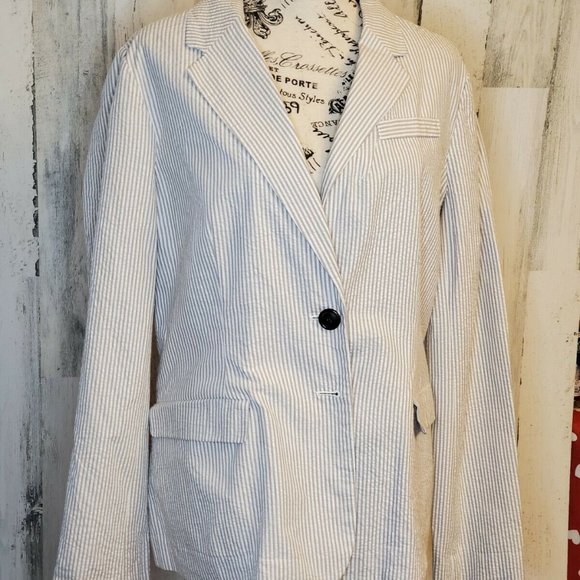 NWT Merona Women's Gray/White Striped Jacket Blaze - Picture 1 of 3